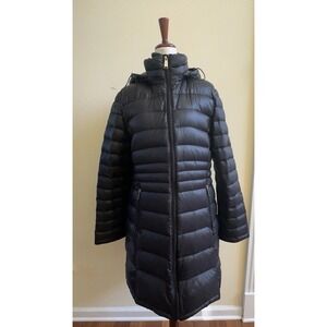 Andrew Marc Jacket Womens L Black Puffer Duck Down Hood Packable Lightweight